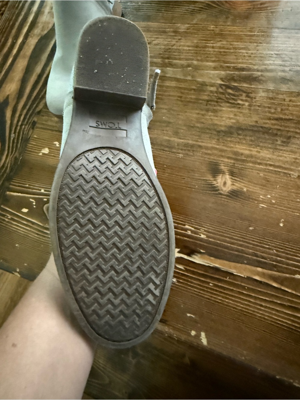 Toms Taupe Suede Ankle Booties with Textured Heel - Picture 2 of 5